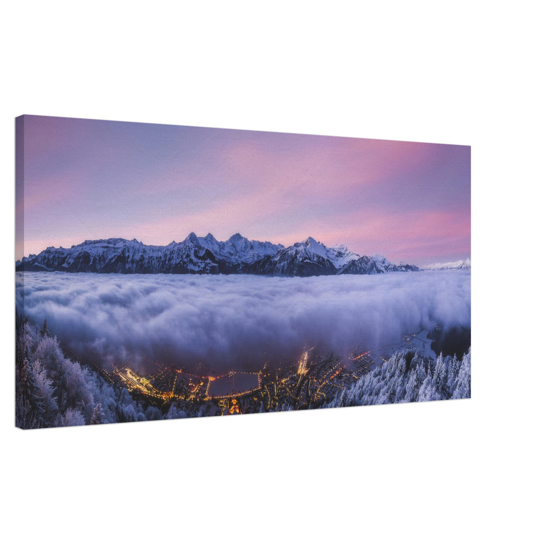 THE HEIST | Winter sunrise in Interlaken - Canvas Print