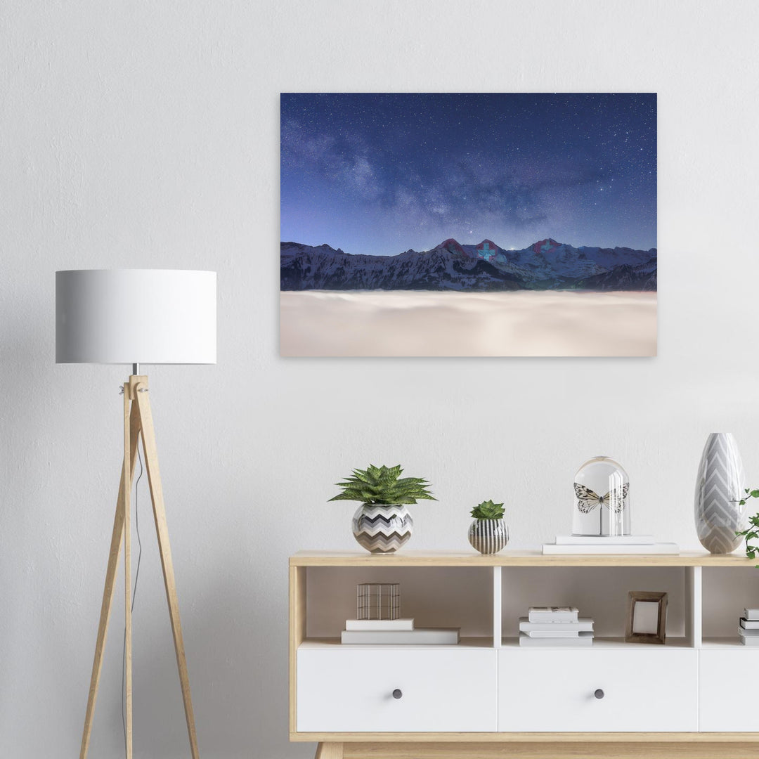 PATRIOTS | Winter Milky Way with Eiger, Mönch & Jungfrau - Aluminum, Canvas, Poster Print