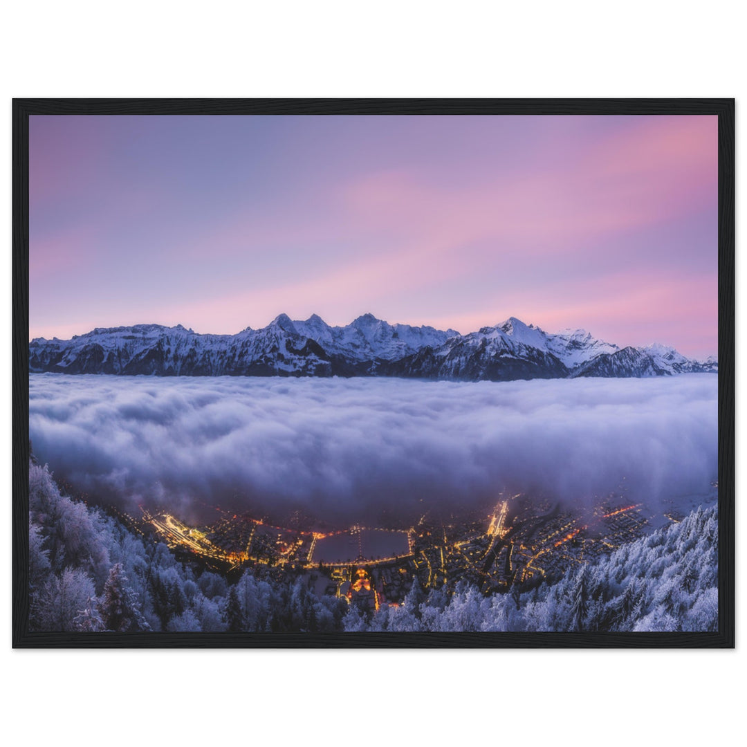 THE HEIST | Winter sunrise in Interlaken - Matte Wooden Framed Poster
