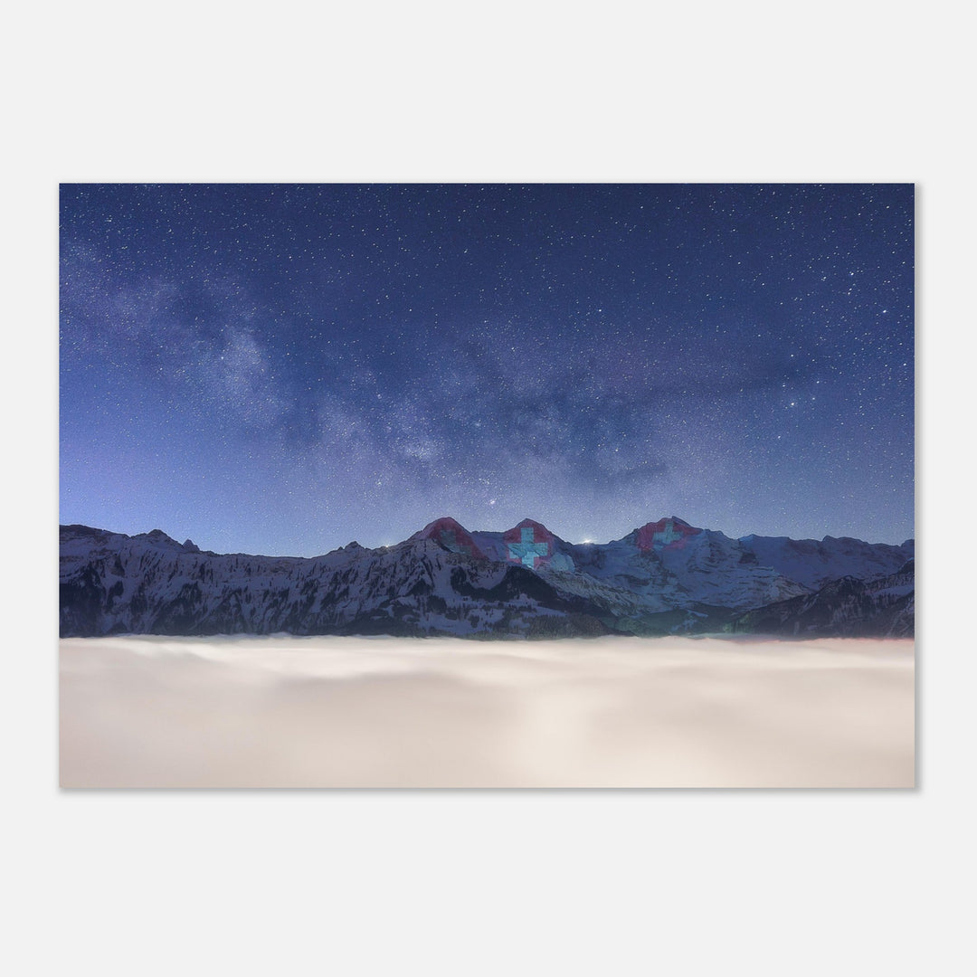 PATRIOTS | Winter Milky Way with Eiger, Mönch & Jungfrau - Premium Matte Poster