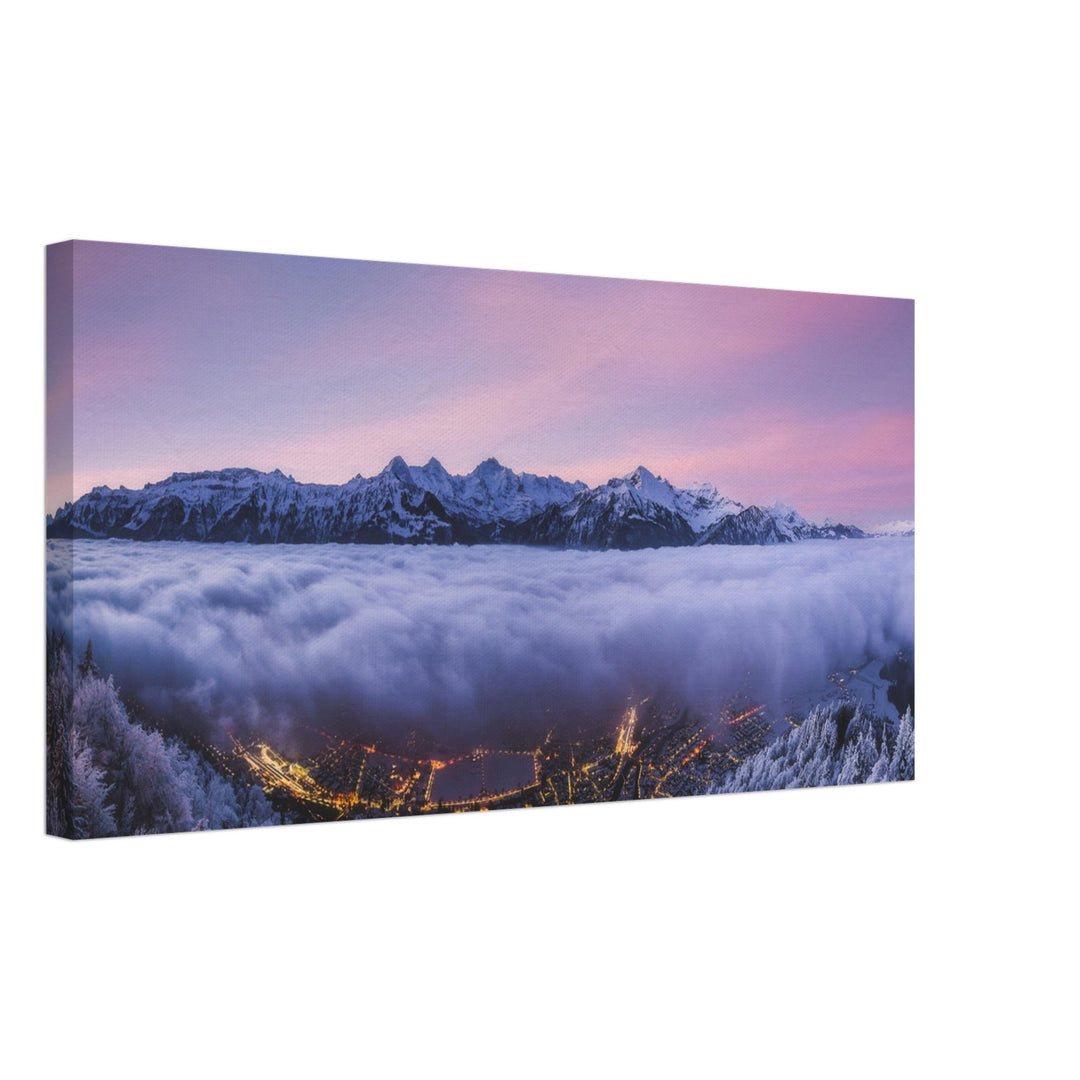 THE HEIST | Winter sunrise in Interlaken - Canvas Print