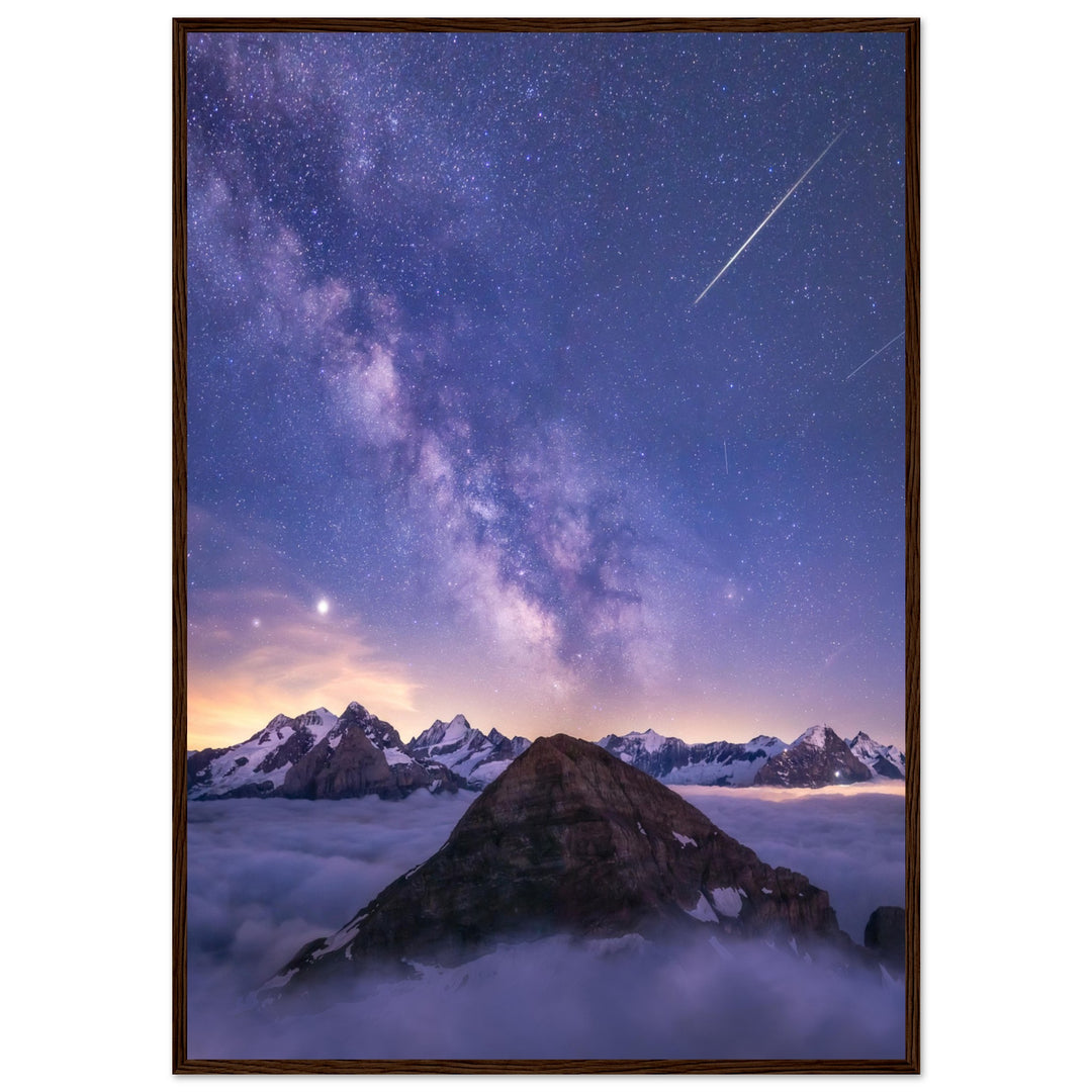 MYSTERIES | Milky way in the Bernese Alps - Premium Wooden Framed Poster