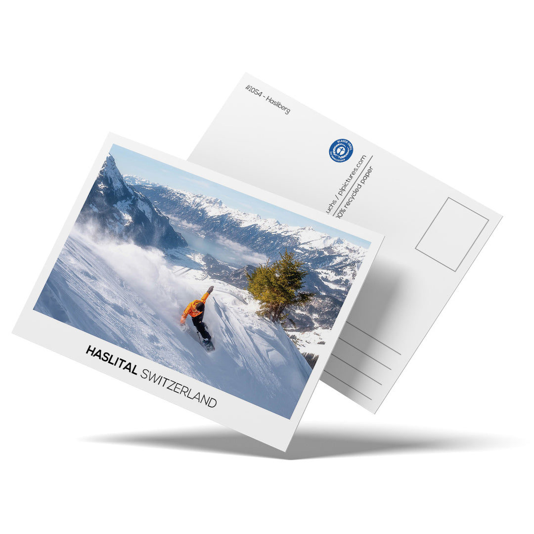 SNOWBOARDER | Postcard recycling paper - printed in Haslital
