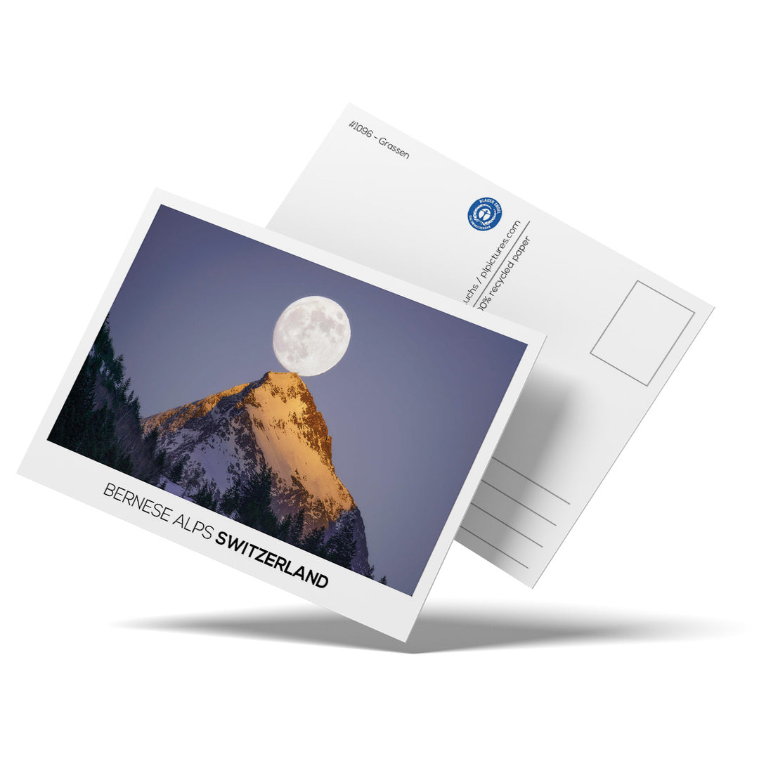GRASSEN FULL MOON | Postcard recycling paper - printed in Haslital