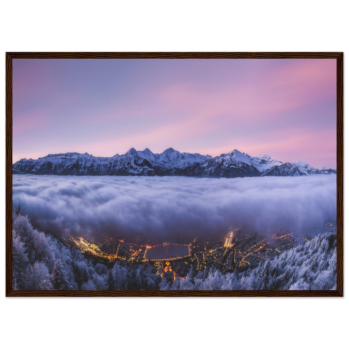 THE HEIST | Winter sunrise in Interlaken - Matte Wooden Framed Poster