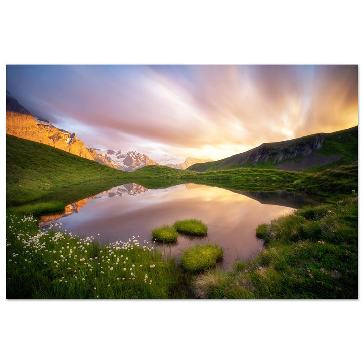 KARUNA | Idyllic Mountain Lake And Long Exposed Clouds - Aluminum Print