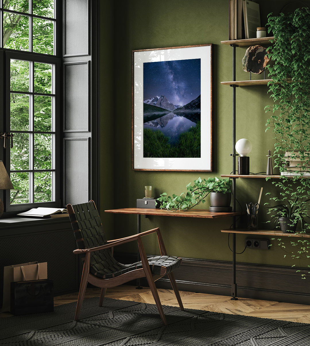 AURA | Milky way reflection, Wetterhorn in the Bernese Alps - Aluminum, Canvas, Poster Print