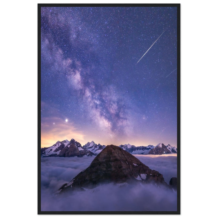 MYSTERIES | Milky way in the Bernese Alps - Premium Wooden Framed Poster