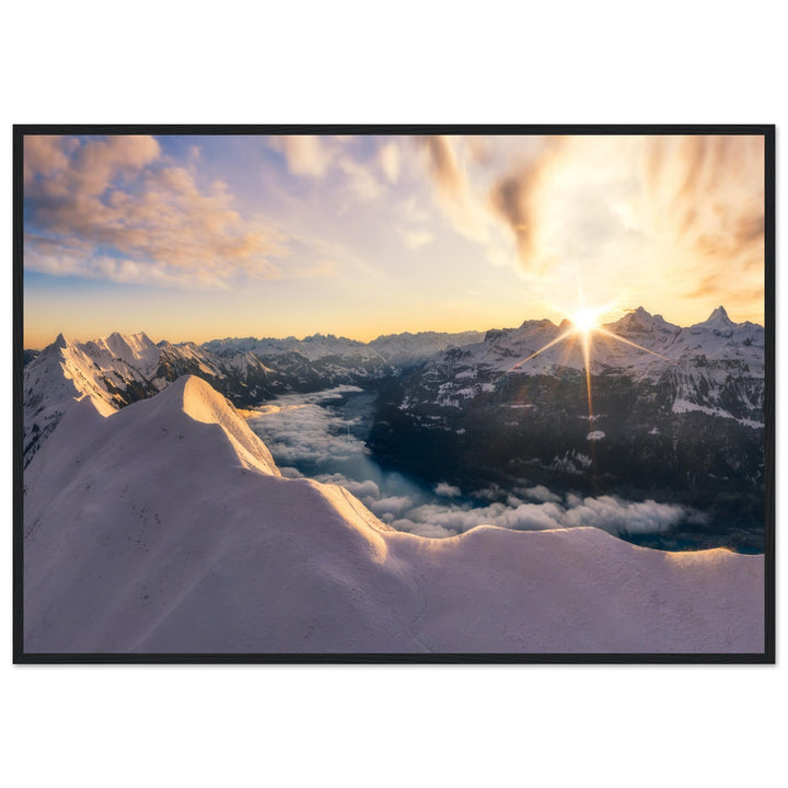 THE SILVER LINING | Sunrise in the Swiss Alps - Wooden Framed Poster