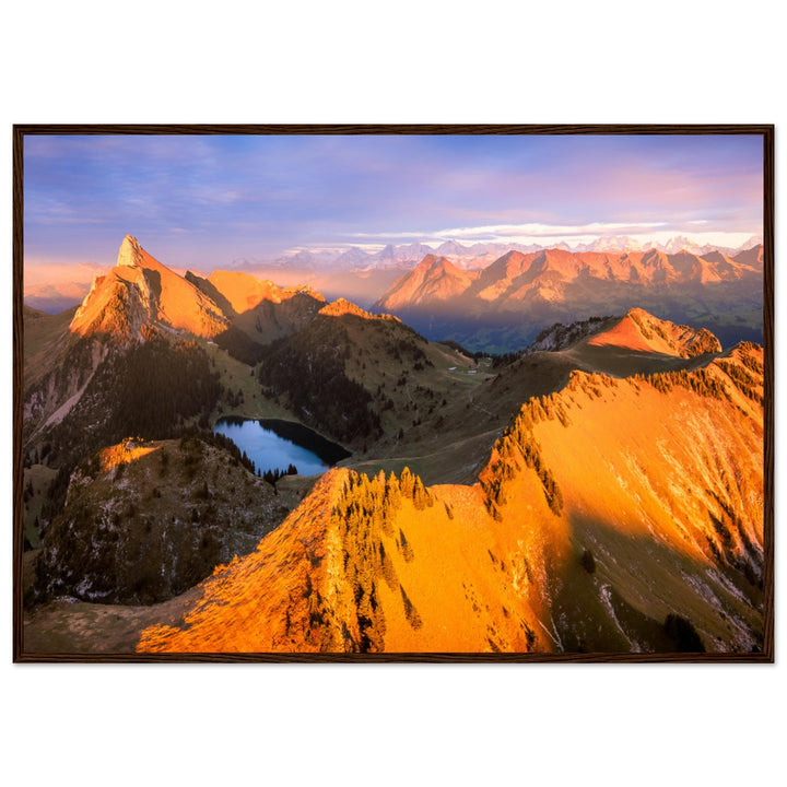 THE FAREWELL | Sunset at Stockhorn in Switzerland - Wooden Framed Poster
