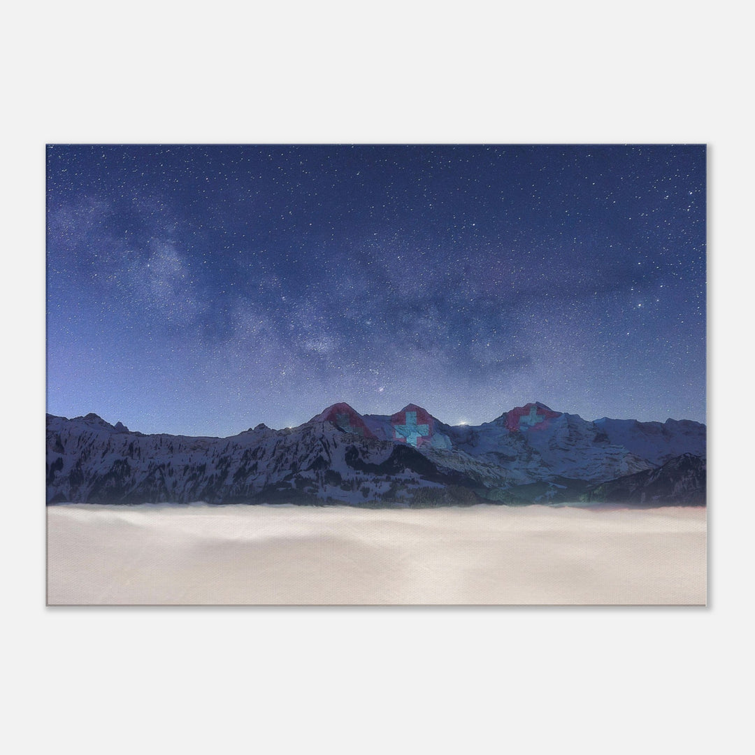 PATRIOTS | Winter Milky Way with Eiger, Mönch & Jungfrau - Canvas Print