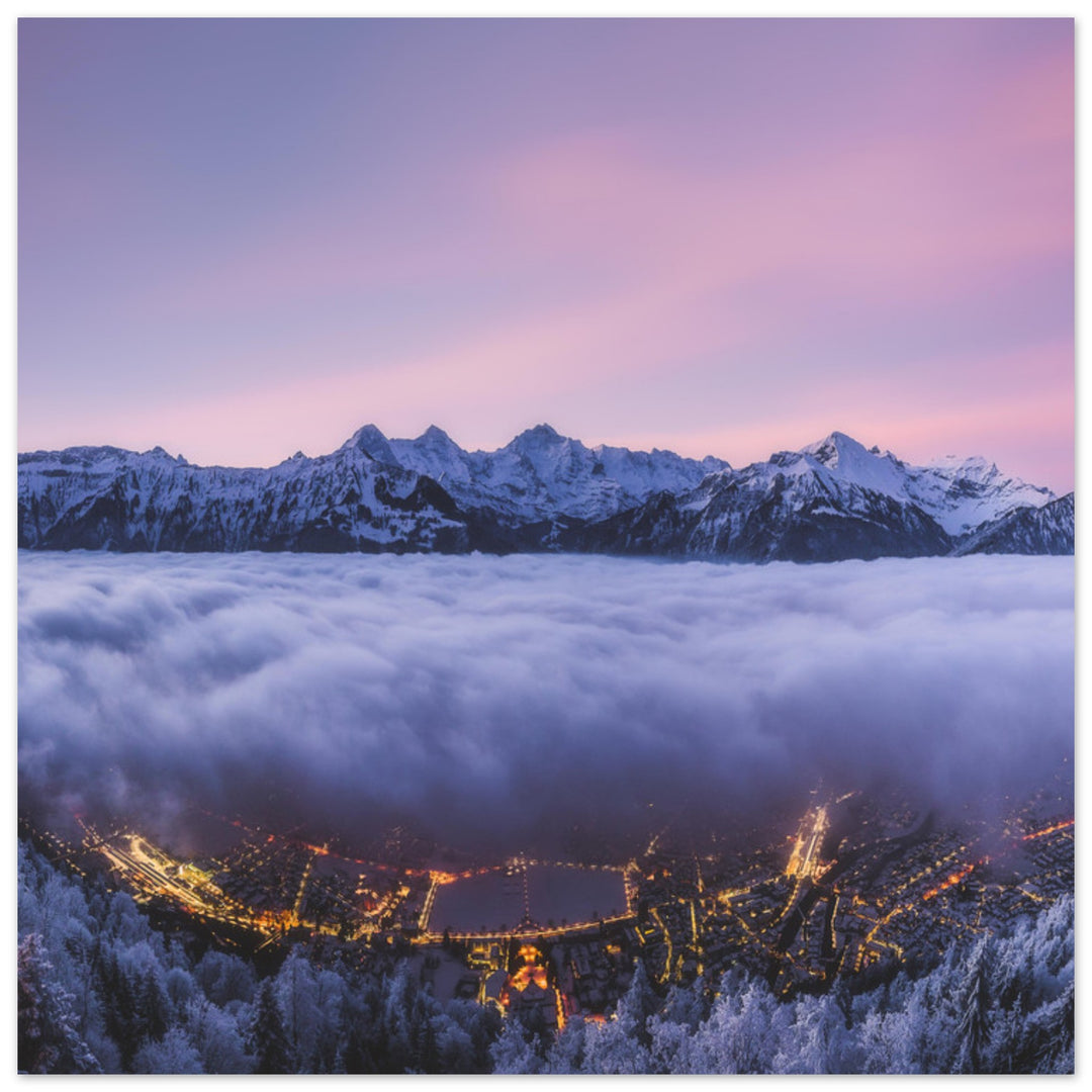 THE HEIST | Winter sunrise in Interlaken - Aluminum Print