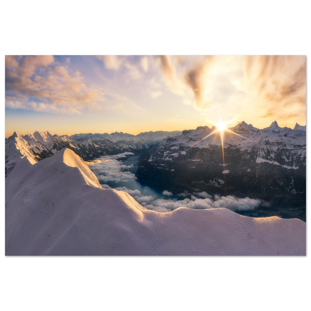 THE SILVER LINING | Sunrise in the Swiss Alps - Aluminum Print