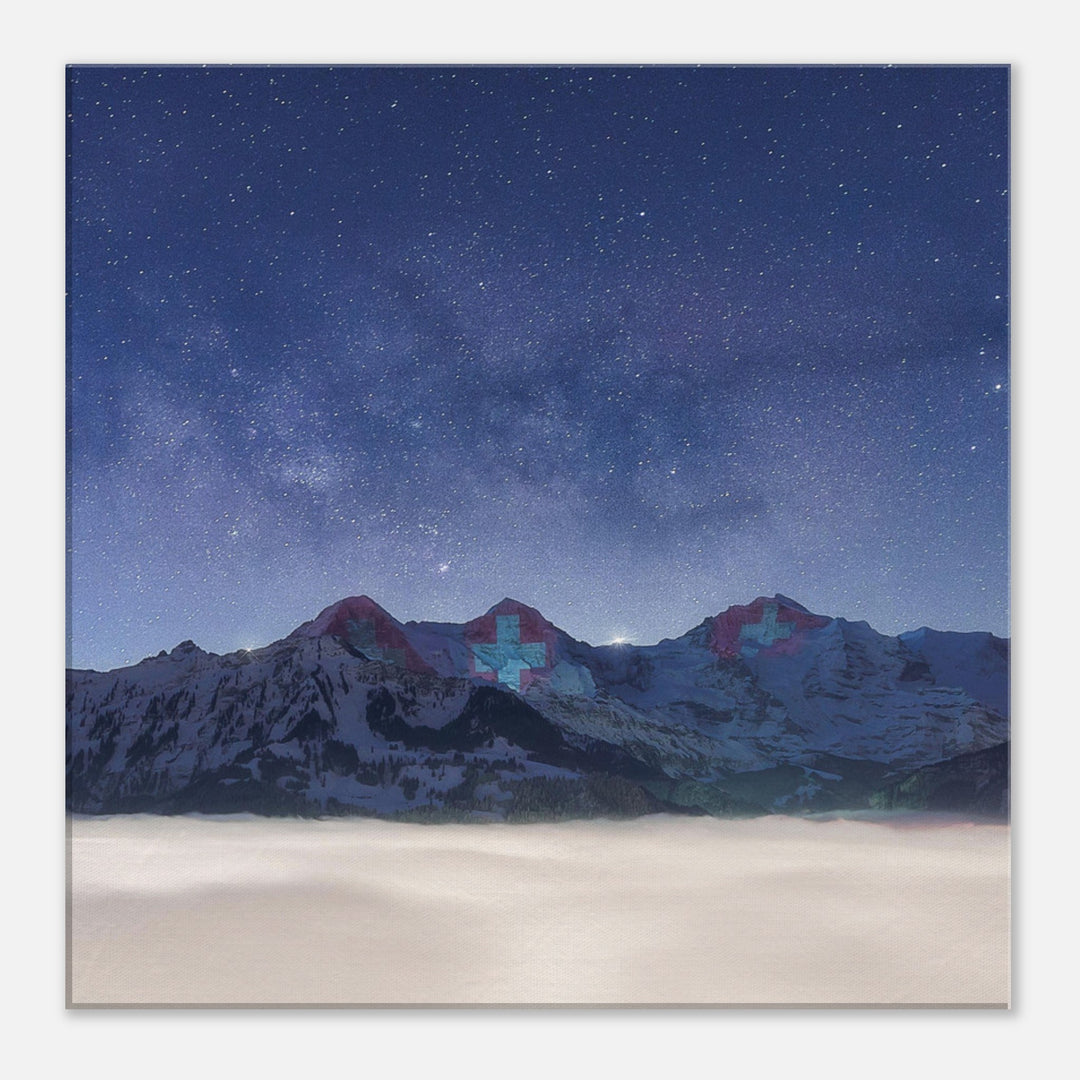 PATRIOTS | Winter Milky Way with Eiger, Mönch & Jungfrau - Canvas Print