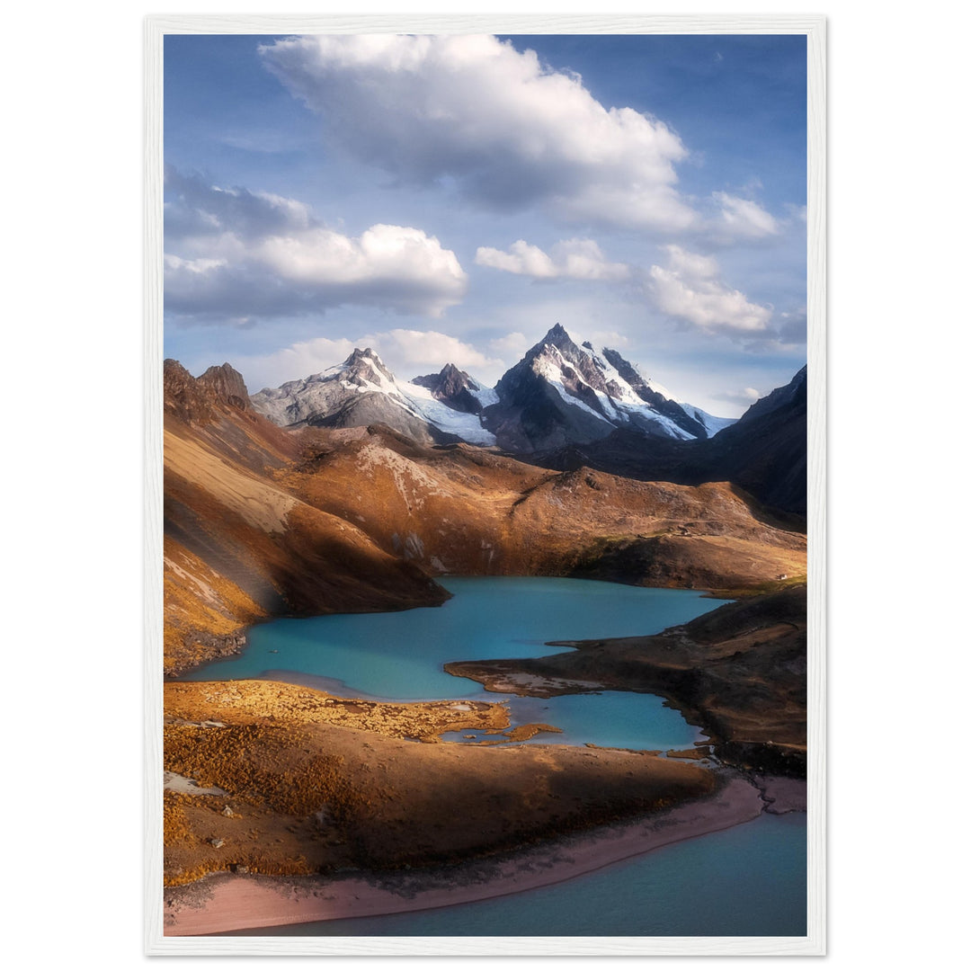 TURQUESA | Peruanische Lagune und Berglandschaft - Poster in Holzrahmen
