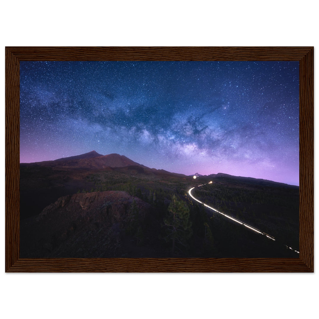 SAMURAI | Milky Way Im Teide Nationalpark In Teneriffa - Poster in Holzrahmen