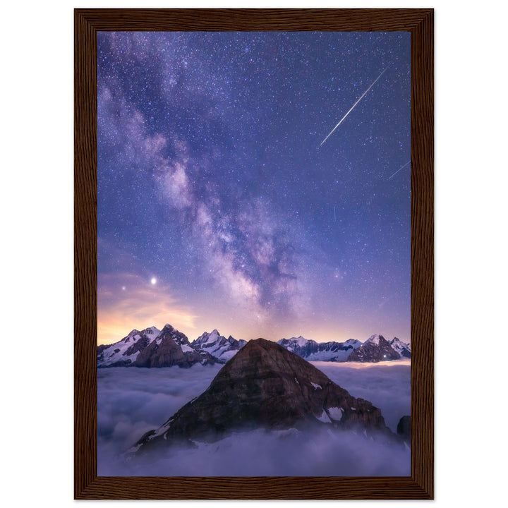 MYSTERIES | Milky way in the Bernese Alps - Premium Wooden Framed Poster
