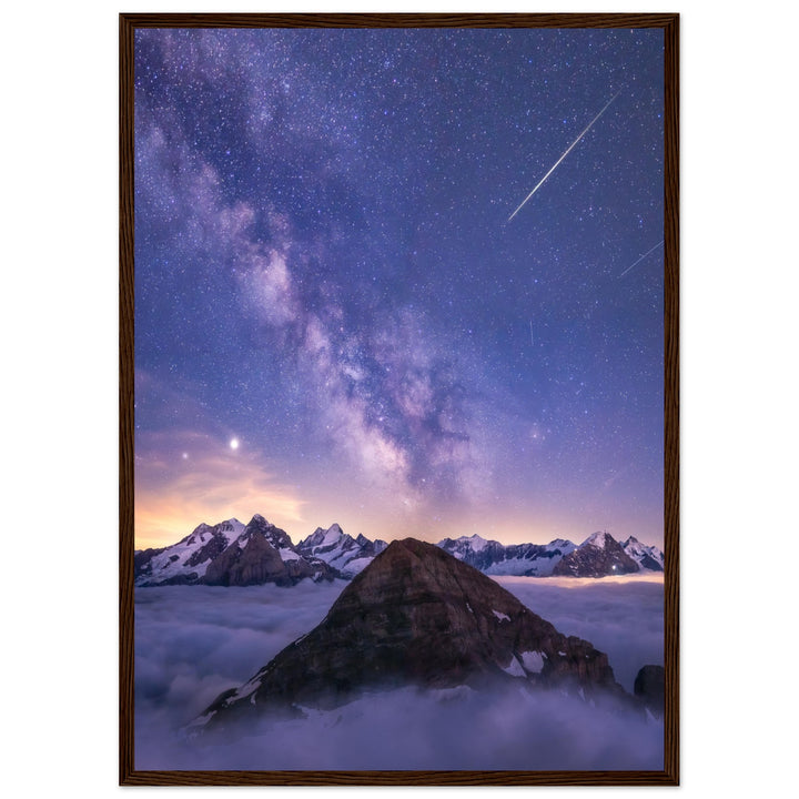 MYSTERIES | Milky way in the Bernese Alps - Premium Wooden Framed Poster