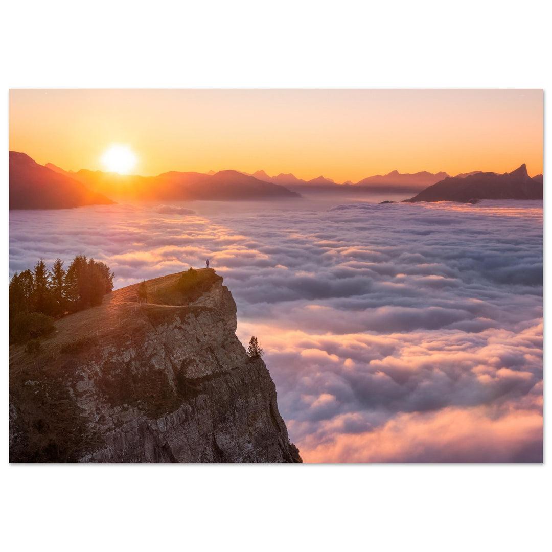 OUT OF SIGHT | Sunset above the clouds - Aluminum Print