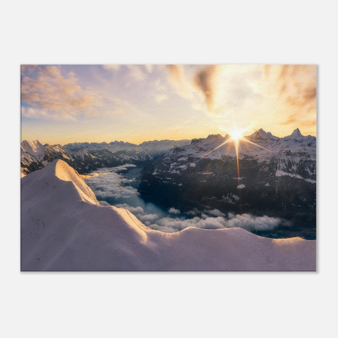 THE SILVER LINING | Sonnenaufgang in den Schweizer Alpen - Leinwand