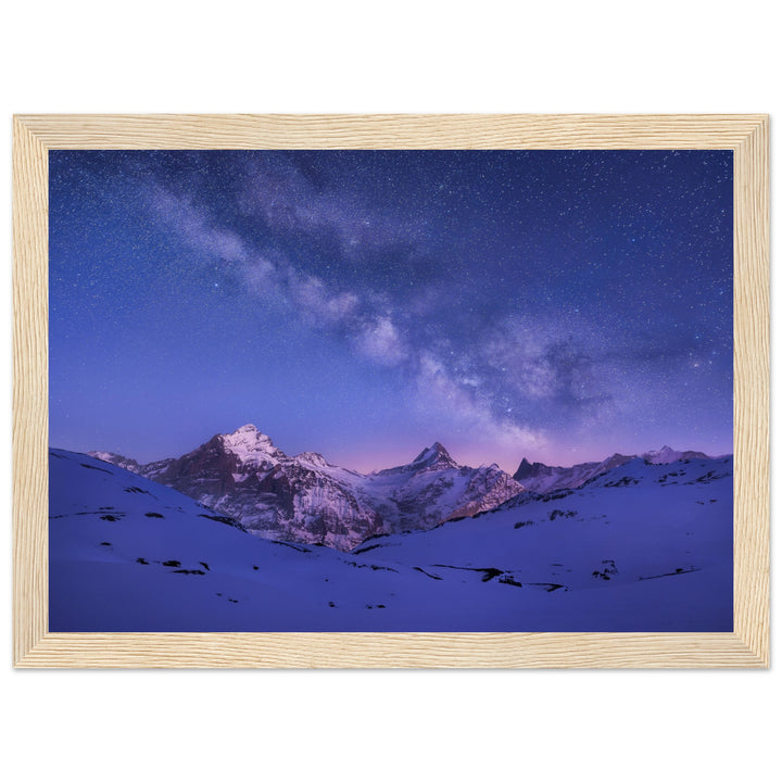 ELYSIUM | Winter milky way in the Bernese Alps - Wooden Framed Poster