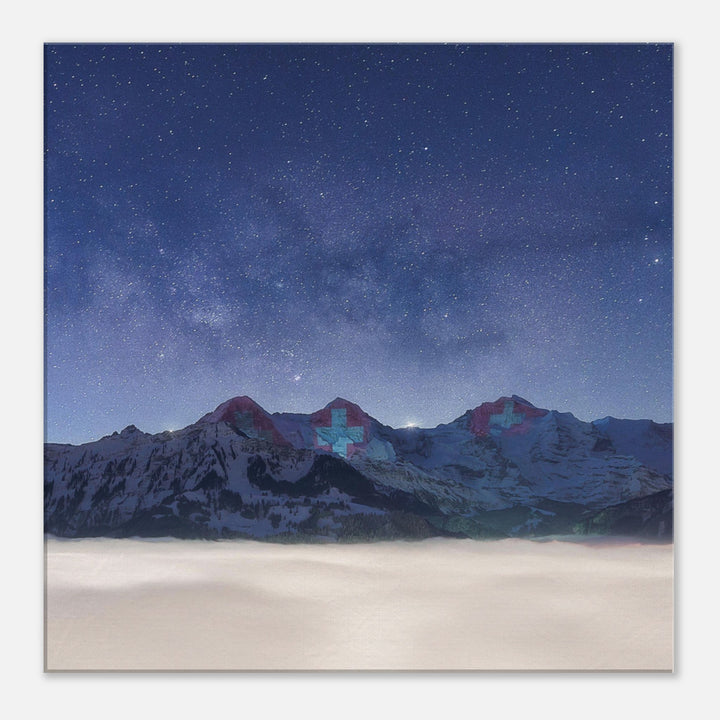 PATRIOTS | Winter Milky Way with Eiger, Mönch & Jungfrau - Canvas Print