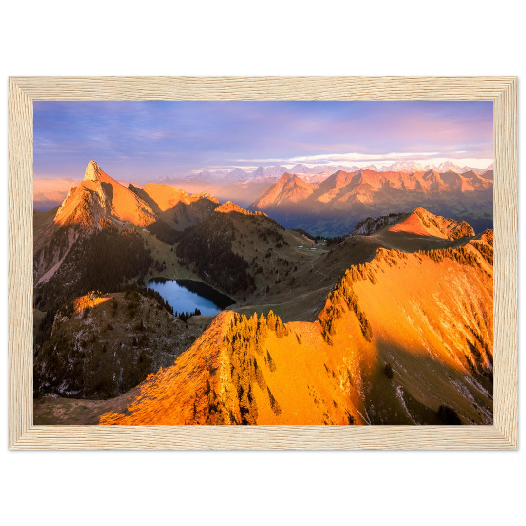 THE FAREWELL | Sunset at Stockhorn in Switzerland - Wooden Framed Poster