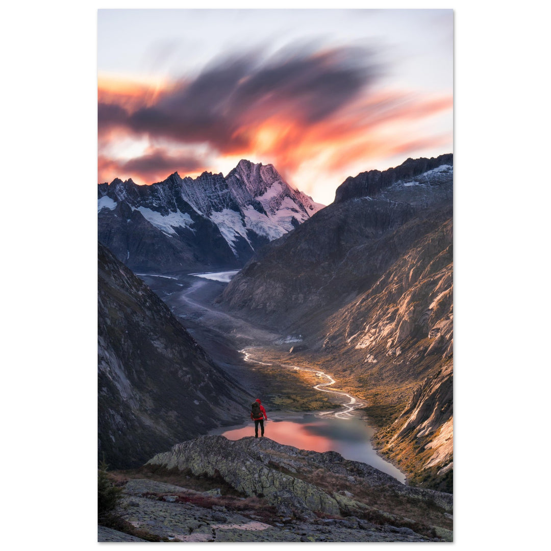 THE KINGDOM | Adventurer & glacier valley - Aluminum Print