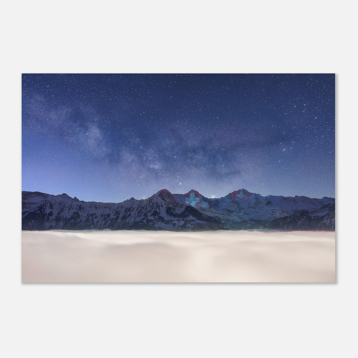 PATRIOTS | Winter Milky Way with Eiger, Mönch & Jungfrau - Premium Matte Poster