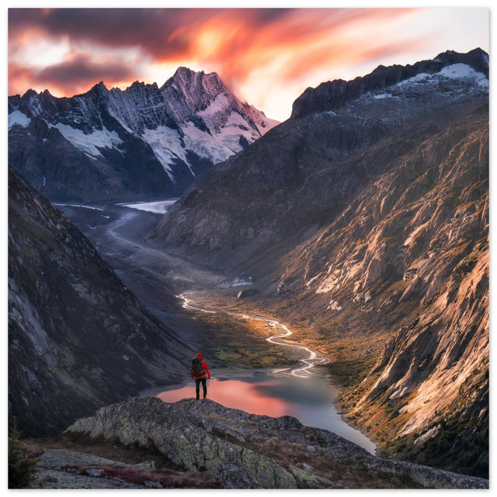 THE KINGDOM | Adventurer & glacier valley - Aluminum Print