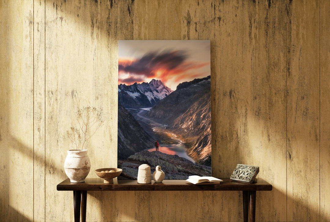 THE KINGDOM | Adventurer & glacier valley - Aluminum, Canvas, Poster Print