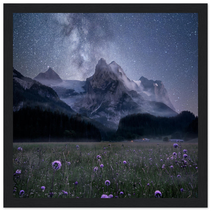 DEVOTION | Milky Way in the Swiss Alps - Wooden Framed Poster