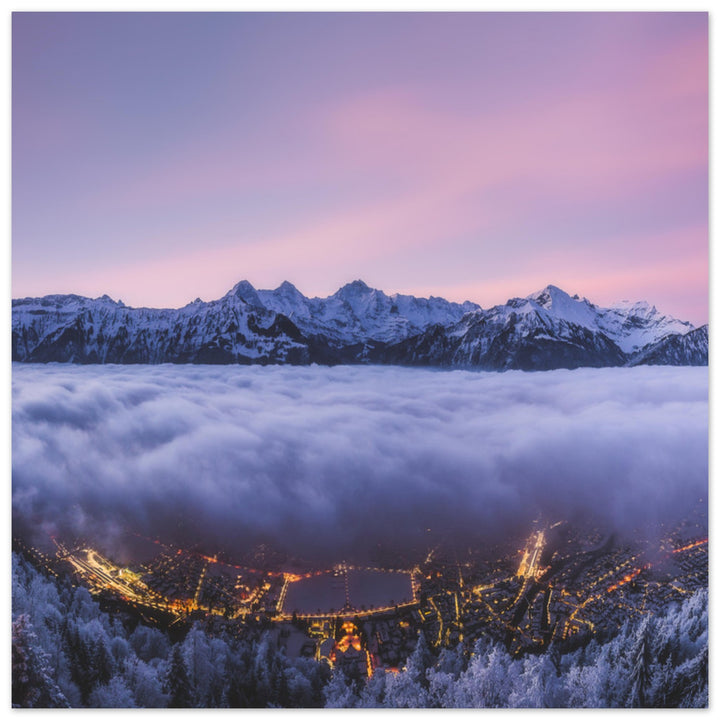 THE HEIST | Winter Sonnenaufgang in Interlaken - Aluminium Dibond