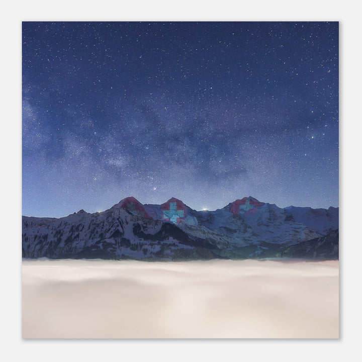 PATRIOTS | Winter Milky Way with Eiger, Mönch & Jungfrau - Premium Matte Poster