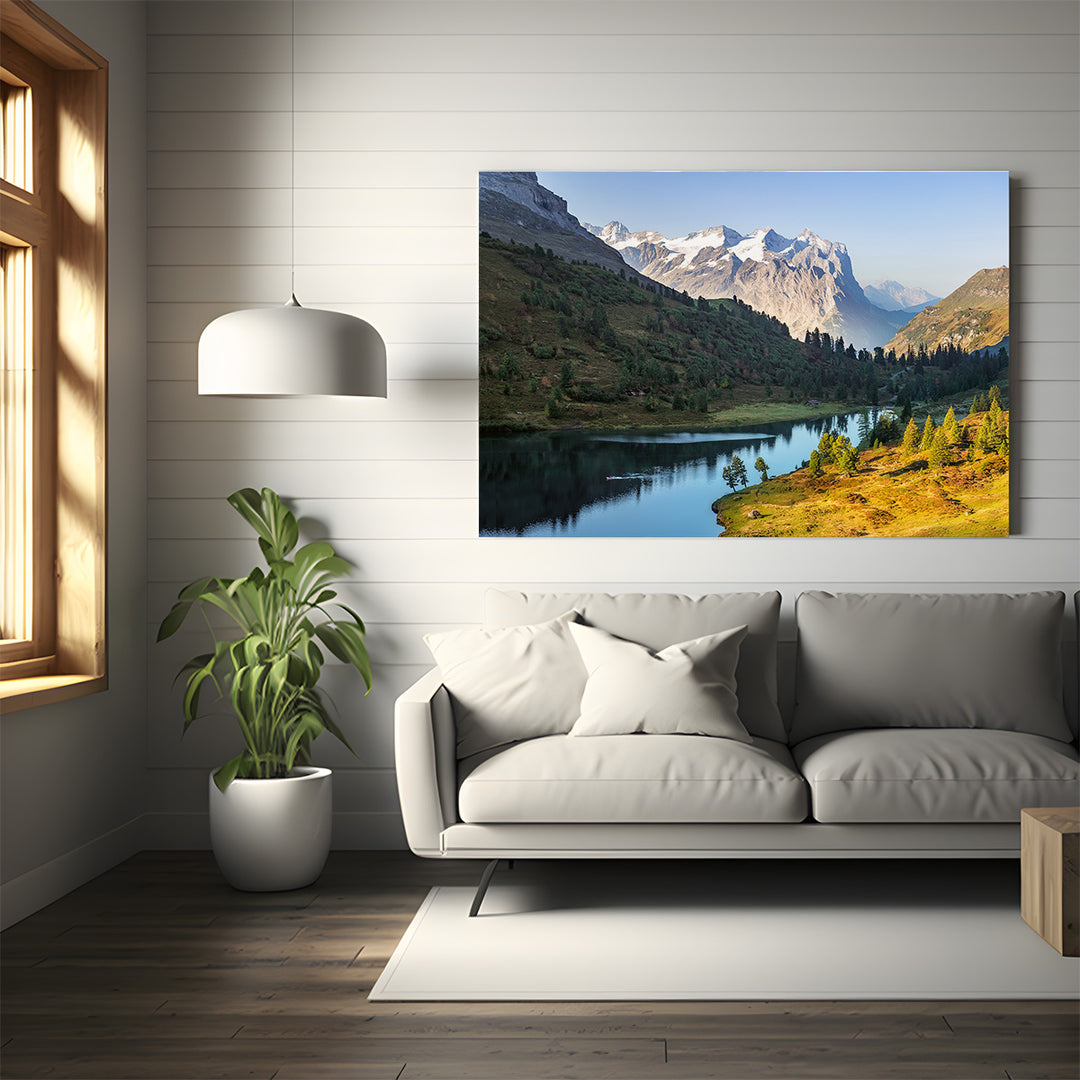 EARLY RISE | Lake Engstlen and Wetterhorn group Bernese Alps - Aluminum, Canvas, Poster Print