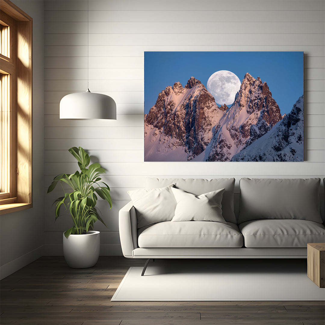 RISE & FALL | Full moon in the Alps - Canvas Print