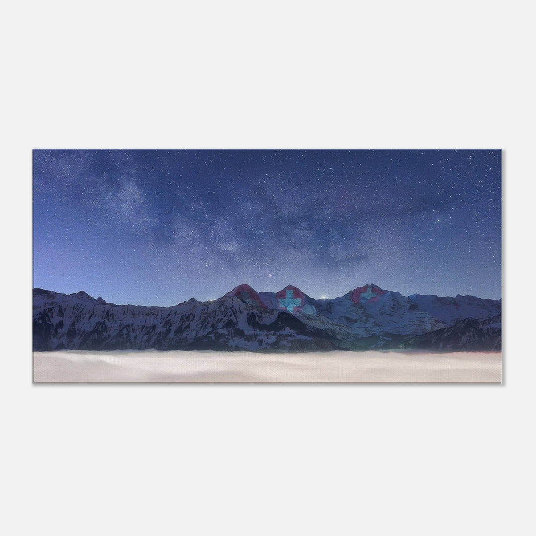 PATRIOTS | Winter Milky Way with Eiger, Mönch & Jungfrau - Canvas Print