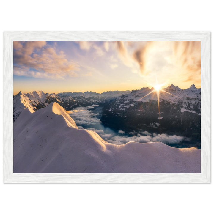 THE SILVER LINING | Sunrise in the Swiss Alps - Wooden Framed Poster