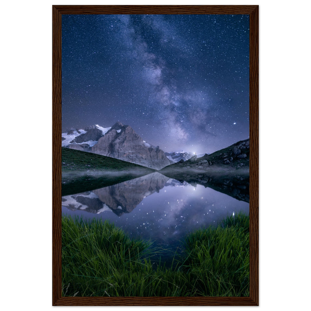 AURA | Milky Way And Alpine Lake - Premium Matte Paper Wooden Framed Poster