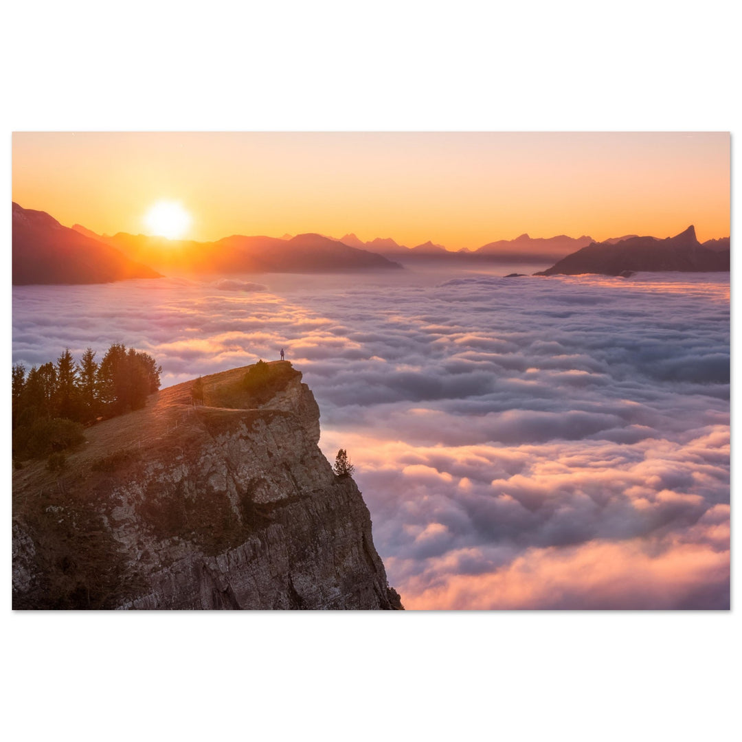 OUT OF SIGHT | Sunset above the clouds - Aluminum Print